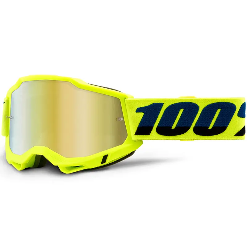 100% Accuri 2 Goggles – Fluorescent Yellow With Mirror Gold Lens 1