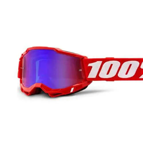 100% Accuri 2 Safety Goggles – Red Mirror With Blue Lens 1