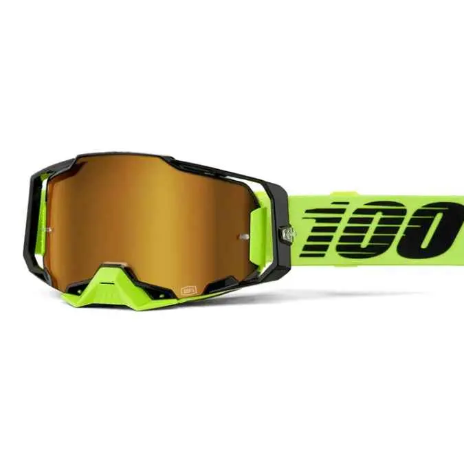 100% Armega Goggles – Neon Yellow Mirror Gold Lens 1