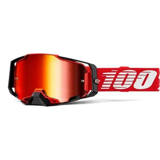 100% Armega Goggles – Red Mirror Red Lens Option 1