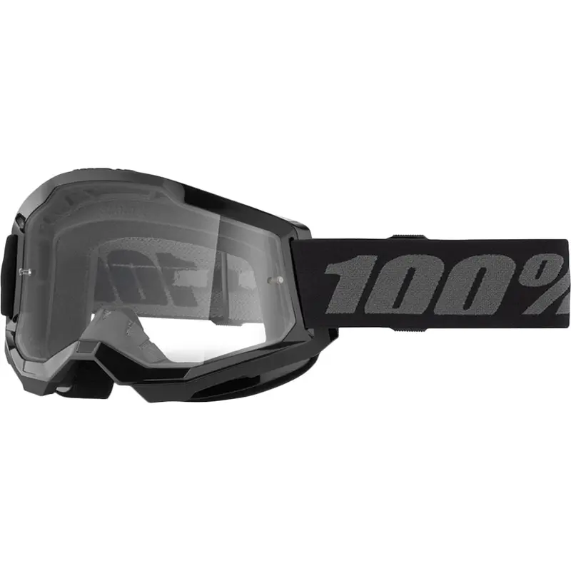 100% Strata 2 Adult Goggles – Black Frame With Clear Lens 1