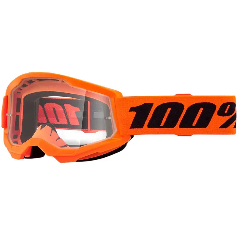 100% Strata 2 Junior Goggles – Orange Frame With Clear Lens 1