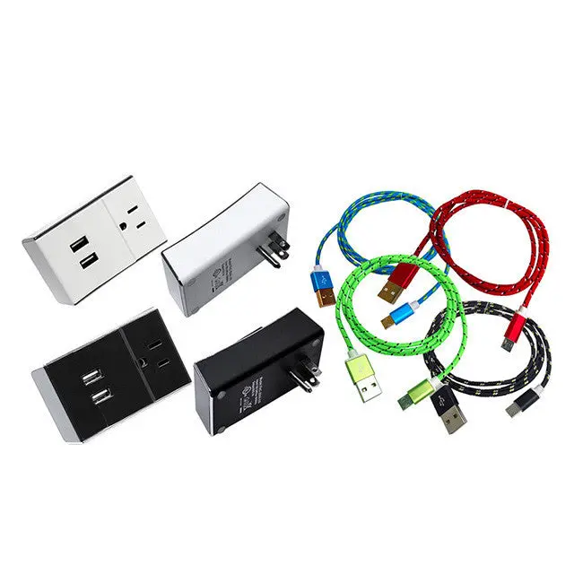 2-Port Usb Ac Wall Adapter With 2 High-Speed Micro Usb Charging Cables – Compatible With Samsung, Lg, Htc & Android Devices 1
