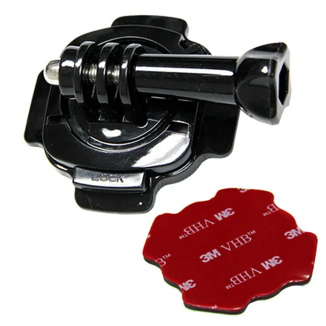 360-Degree Rotating Helmet Mount With Secure Lock And 3M Adhesive For Gopro Hero2–Hero4 1
