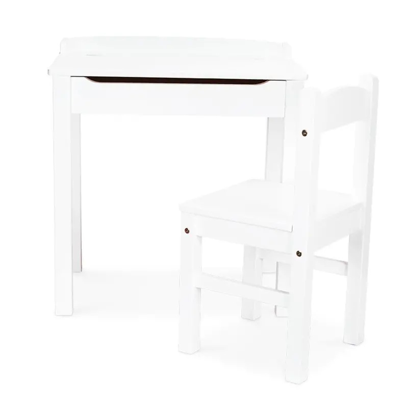 Adjustable Lift-Top Desk And Chair Set For Kids – White Finish 1