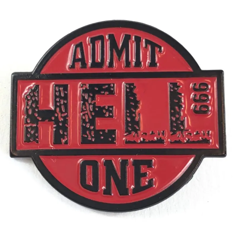 'Admit Hell 999' Red Enamel Lapel Pin 1