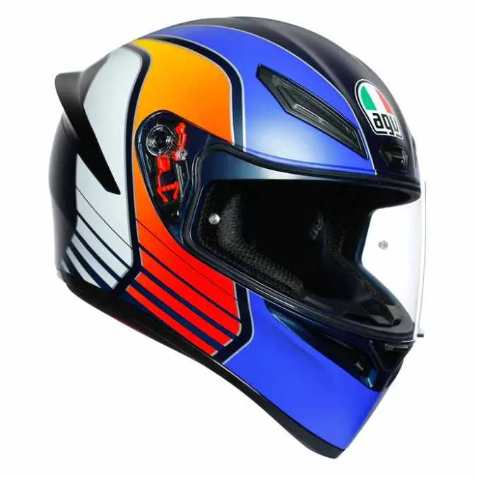 Agv K1 Power Helmet – Vibrant Blue, Orange, And White Scheme 1