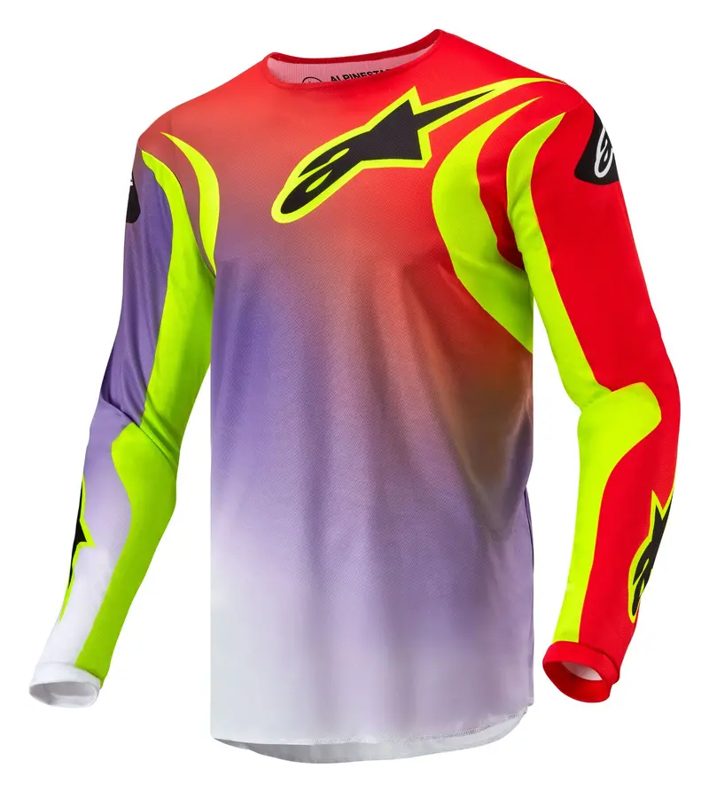 Alpinestars 2024 Fluid Lucent Motocross Jersey – White/Neon Red/Fluoro Yellow 1
