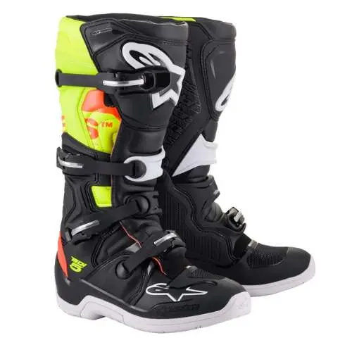 Alpinestars Tech 5 Motocross Boots – Black, Yellow, And Red 1