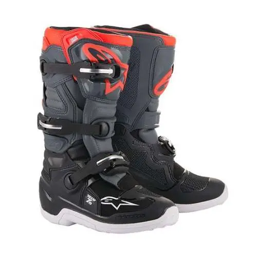 Alpinestars Tech 7S Youth Motocross Boots – Black, Grey, And Red 1