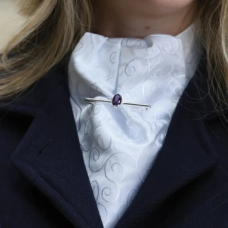 Amethyst-Colored Stock Pin For Equestrian Attire 1