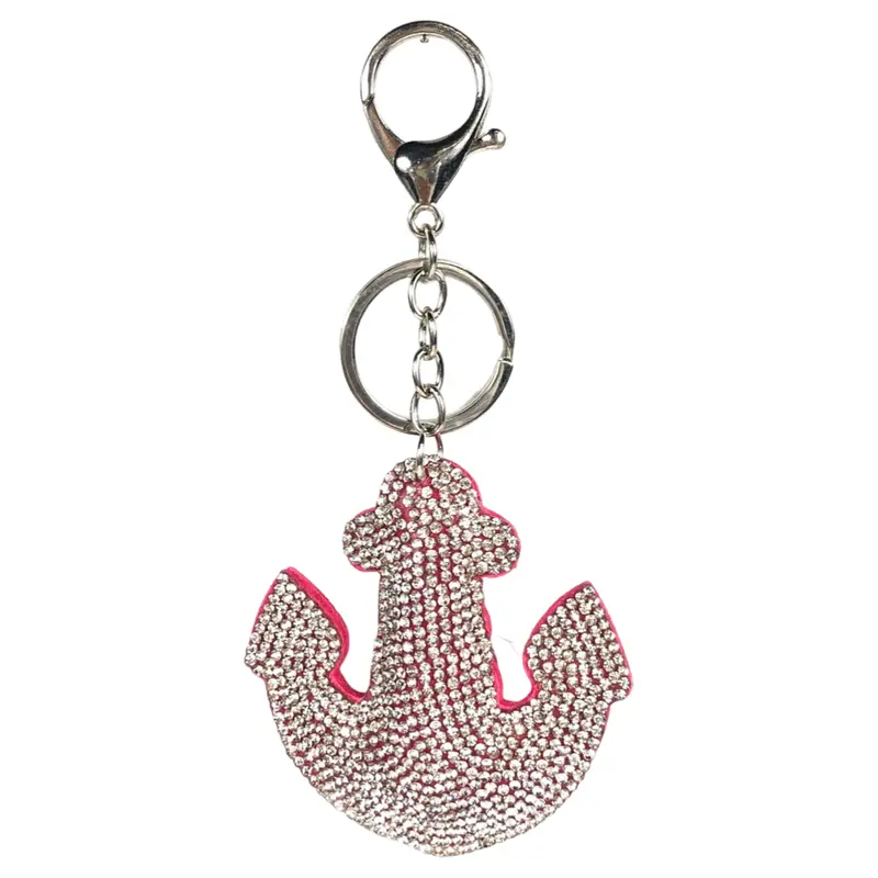 Anchor Keychain – Silver-Tone Rhinestone-Embellished Charm 1