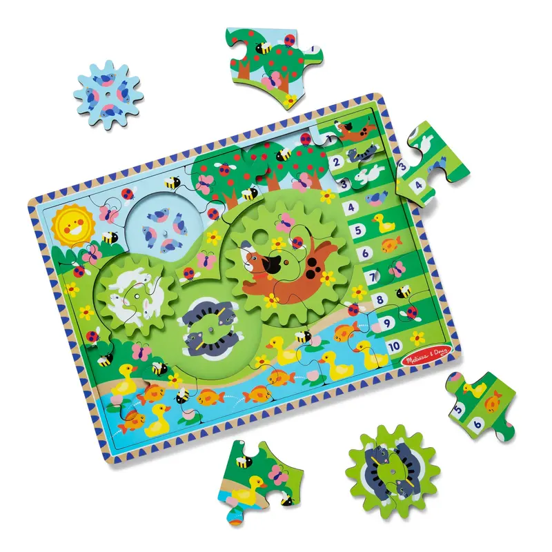 Animal Chase I-Spy Gear Puzzle – Rotating Wooden Learning Toy 1