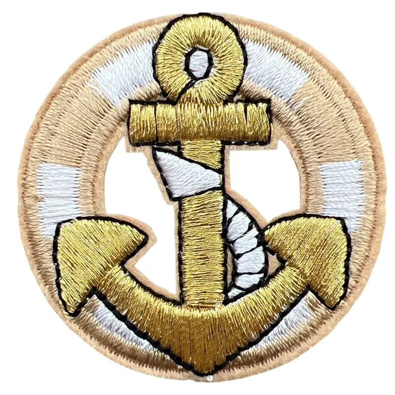 Anker-Themed Iron-On Embroidered Patch In Beige 1