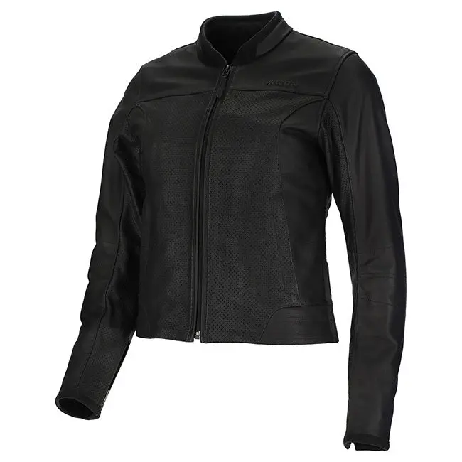 Argon Abyss Perforated Women’S Leather Jacket – Premium Black Style 1