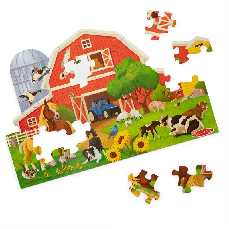 Barn-Shaped Floor Puzzle – 32-Piece Wooden Jigsaw 1