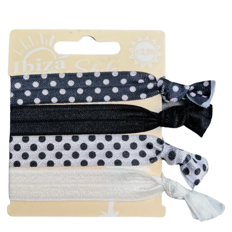 Black-And-White Polka Dot Ibiza-Style Hair Tie 1