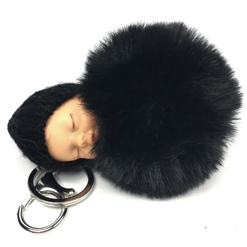 Black Baby Pom-Pom Keychain 1