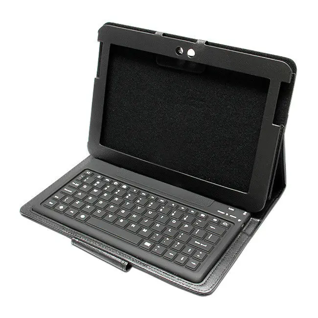 Black Leather Folio With Built-In Bluetooth Keyboard For Samsung Galaxy Note Tablet (10.1") 1