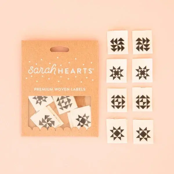 Black Quilt Block Woven Labels Multipack – Modern Neutral Design 1