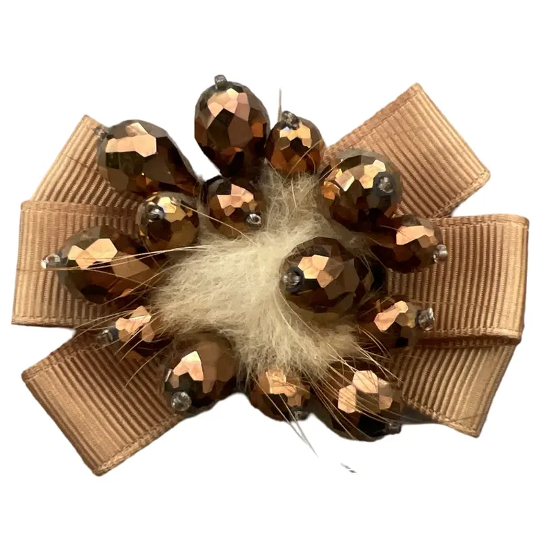 Bronze Pom-Pom Bow Sew-On Fashion Trim 1