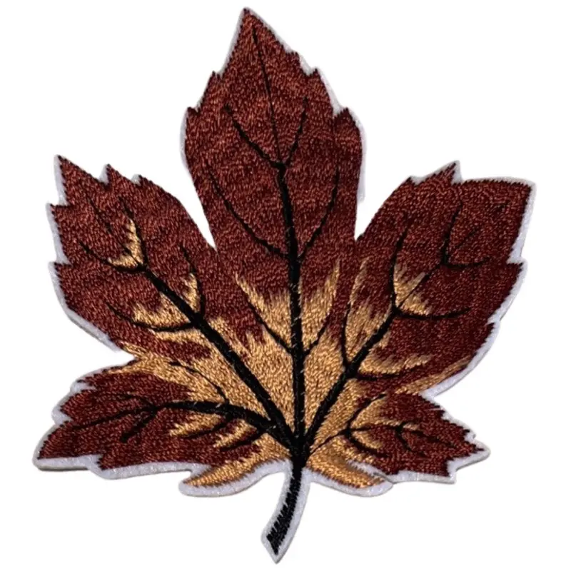 Brown Autumn Leaf Iron-On Embroidery Patch 1