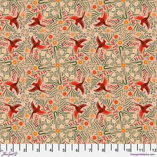 Carefree Cardinals Pink Fabric 1