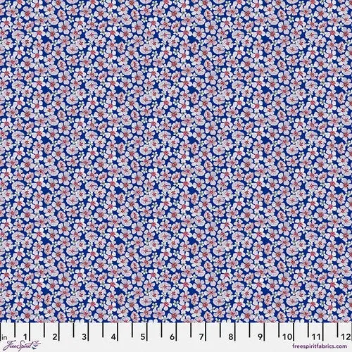 Cherry Blossoms Blue Textile 1