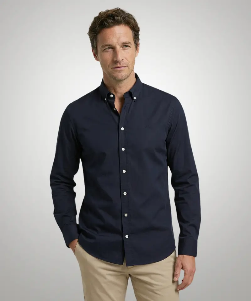 Classic Navy Poplin Dress Shirt 1