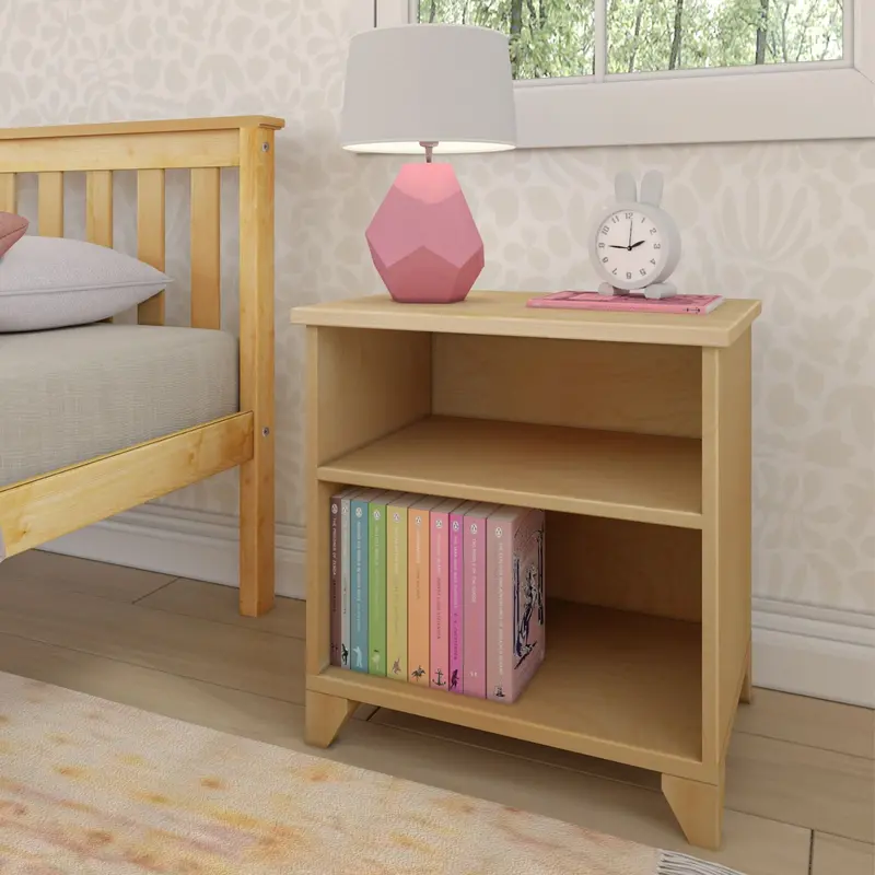 Classic Wooden Nightstand With Open Shelving 1
