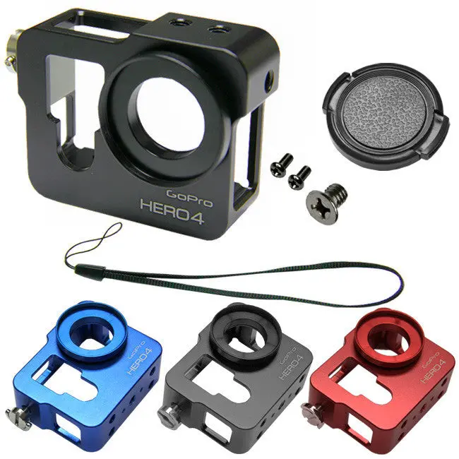 Cnc-Machined Aluminum Rugged Frame Housing For Gopro Hero4 Black & Silver 1