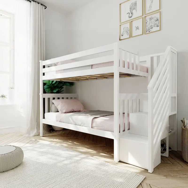 Compact Twin-Over-Twin Bunk With Staircase Design 1