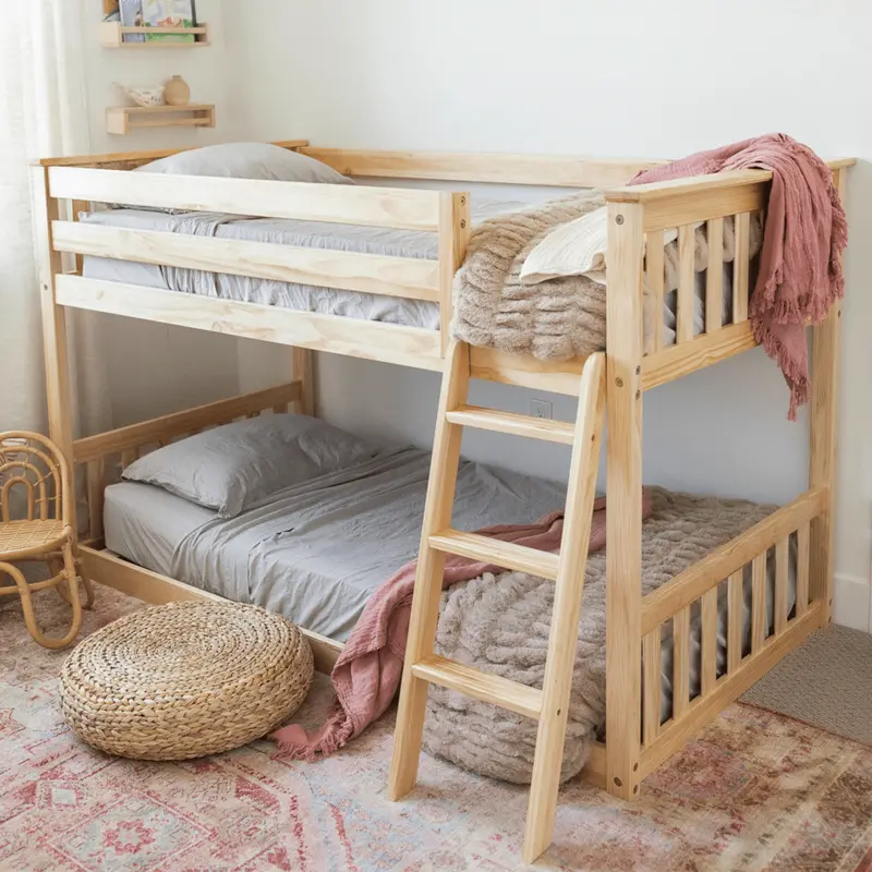 Contemporary Low Twin-Over-Twin Bunk Bed 1