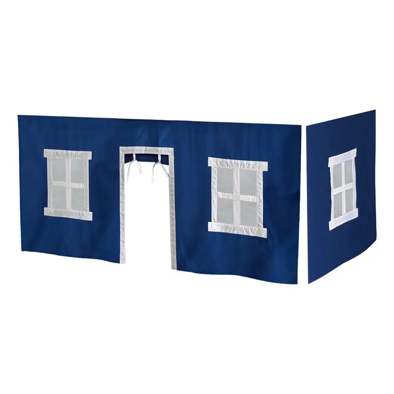 Cotton Under-Bed Curtain With Geometric Square Cutouts 1