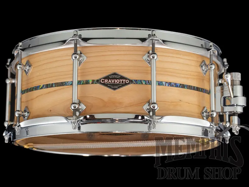Craviotto 14" X 6" Custom Maple Snare Drum With Abalone Inlay 1