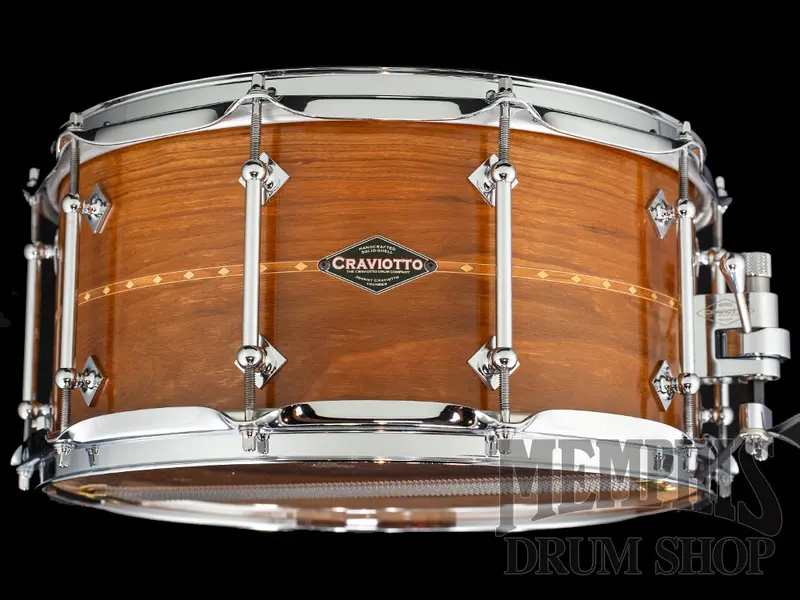 Craviotto 14" X 7" Custom Cherry Snare Drum – Hand-Inlaid Design 1