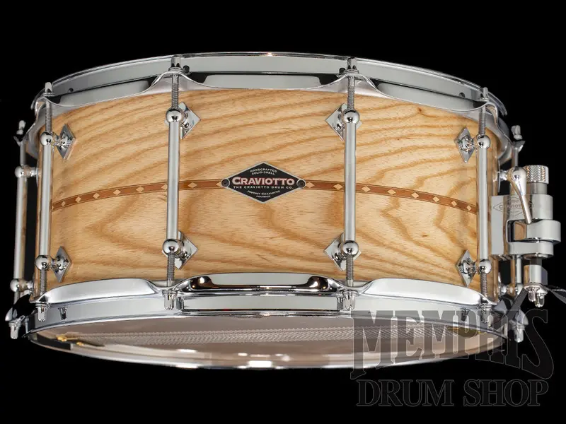 Craviotto 14X6.5 Custom Shop Ash Snare Drum – Cherry Inlay Accent 1