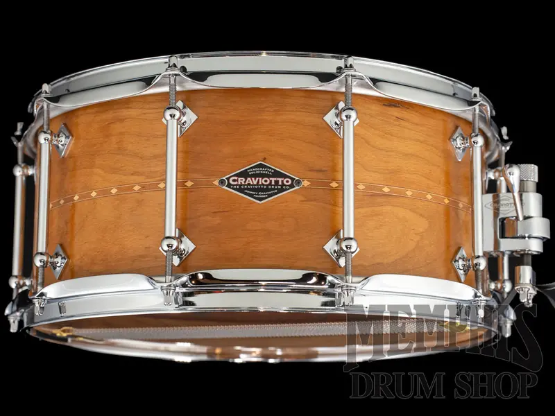 Craviotto 14X6.5 Custom Shop Cherry Snare Drum – Handcrafted With Cherry Inlay 1