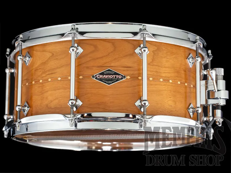 Craviotto 14X6.5 Custom Shop Cherry Snare Drum With Cherry Inlay Design 1