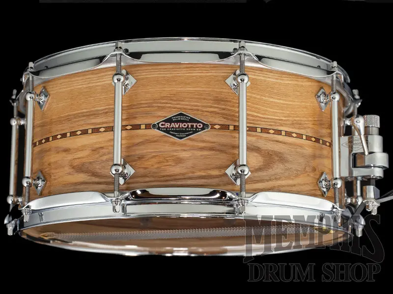 Craviotto Custom Shop 14X6.5 Ash Snare Drum – Light Toasted Ash With Walnut Inlay 1