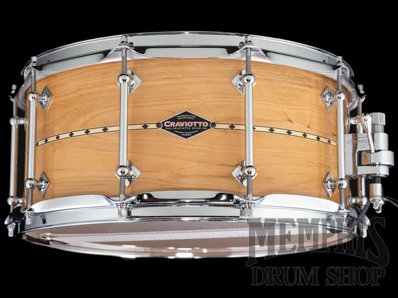 Craviotto Custom Shop 14X6.5 Maple Snare Drum – Maple Inlay Design 1