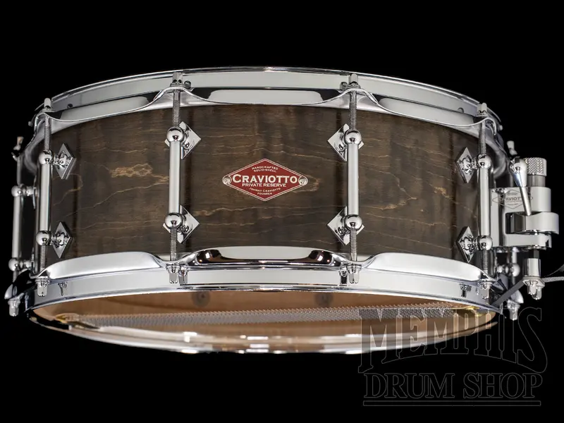 Craviotto Private Reserve 14X5.5-Inch Curly Maple Snare Drum – Medium Ebonized Finish 1