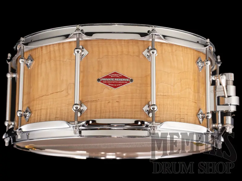 Craviotto Private Reserve 14X6.5 Curly Maple Snare Drum – Unstained 1