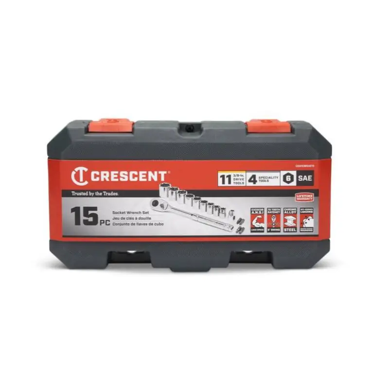 Crescent Csws38Sae15 15-Piece 3/8" Drive Sae 6-Point Socket Wrench Set 1