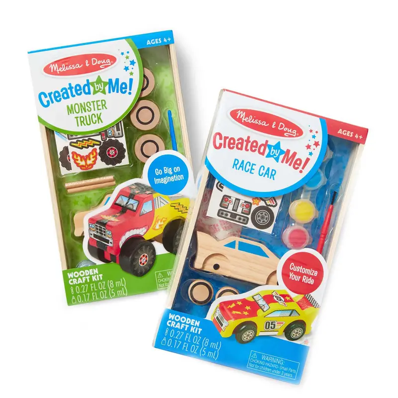 Diy Vehicle Craft Kit: Race Car And Monster Truck Set 1