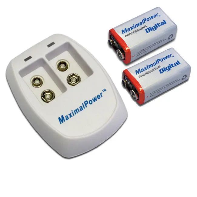 Dual 9V Rechargeable Li-Ion Batteries With Smart Dual-Bay Charging Station 1