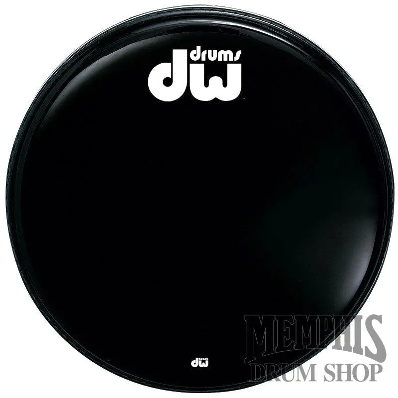 Dw Ebony Black Non-Vented Logo Bass Drumhead – 24" 1