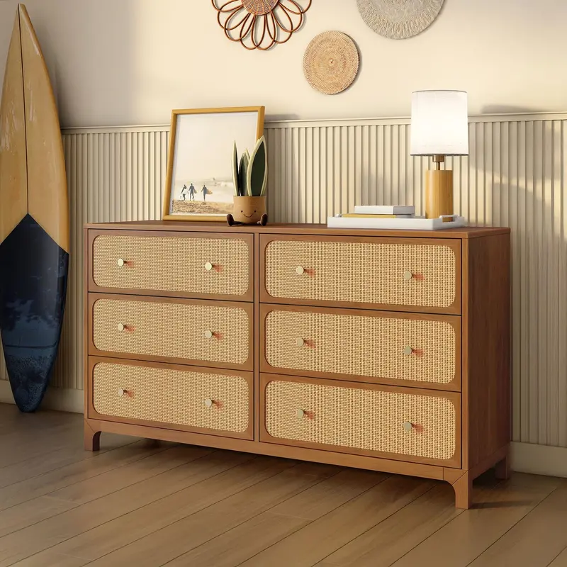 Ellis 6-Drawer Dresser In Warm Wood Finish 2
