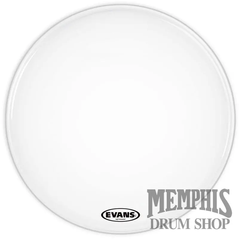 Evans Eq3 Bass Drumhead – Coated White, 20-Inch, Portless Design 1