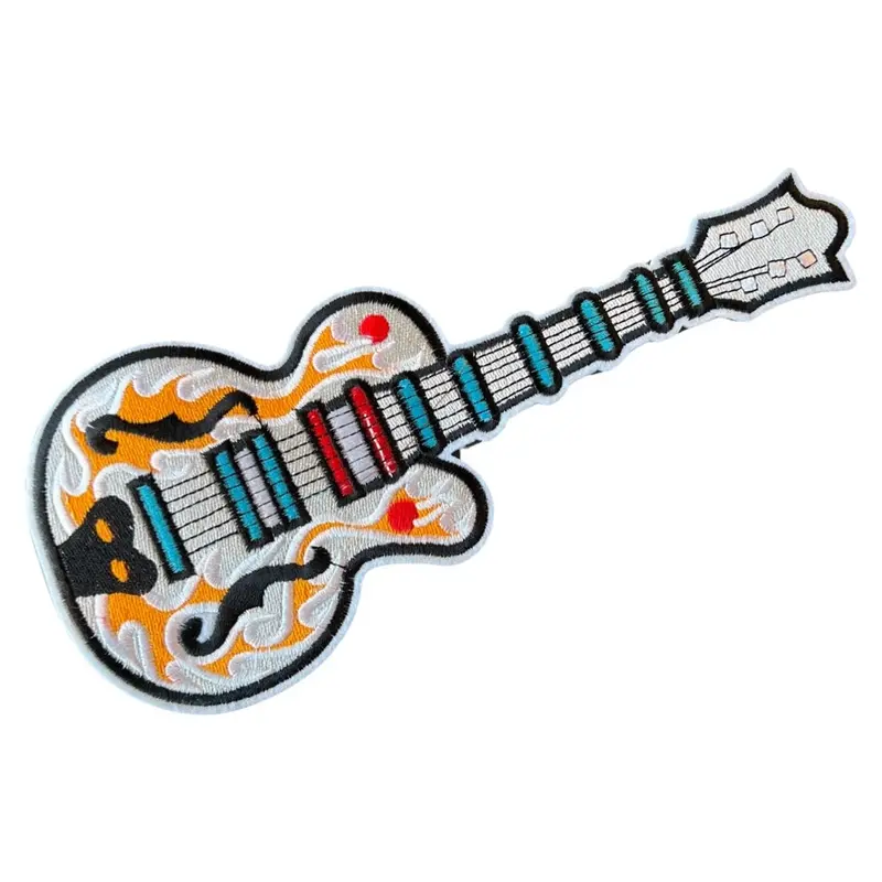 Extra-Large Guitar-Shaped Iron-On Embroidered Patch 1